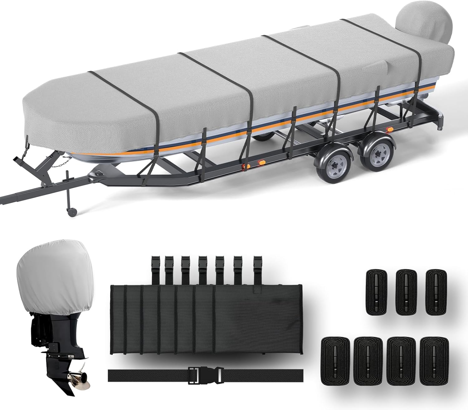 Jon Boat Cover 18ft with Motor Cover - Heavy Duty Protection