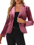 Allegra K Velvet Notched Lapel Blazer - Vintage Office Style