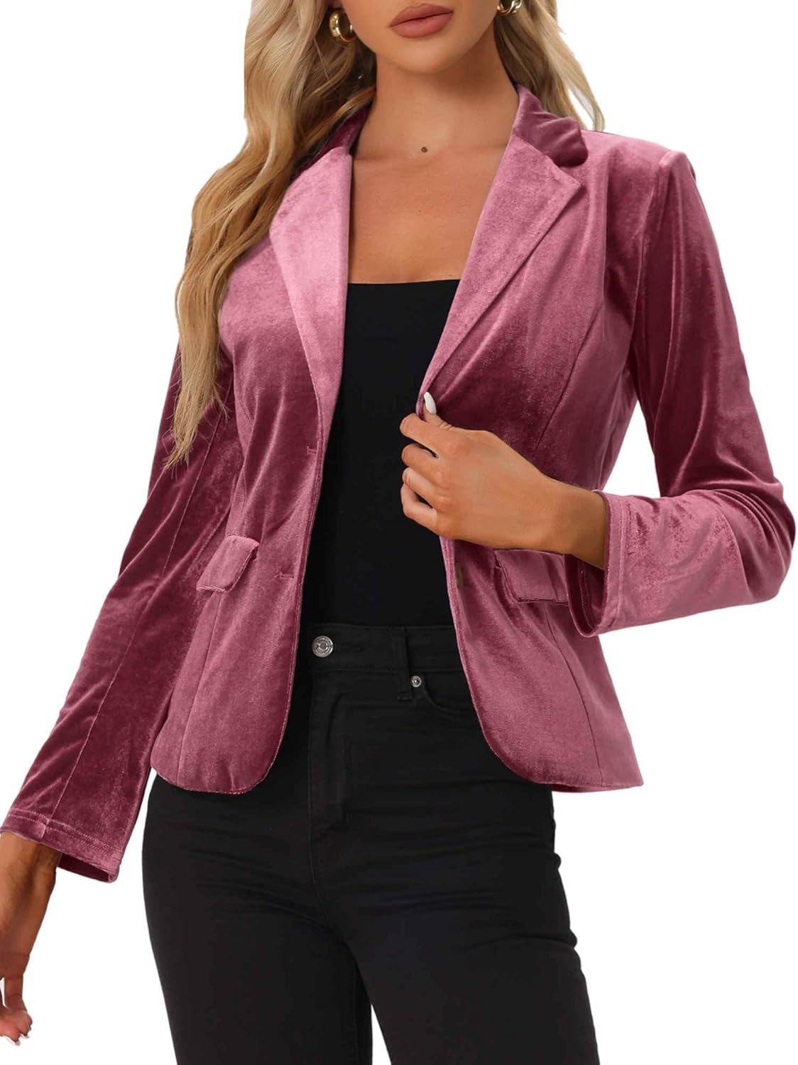 Allegra K Women's Vintage Velvet Blazer for Office Elegance