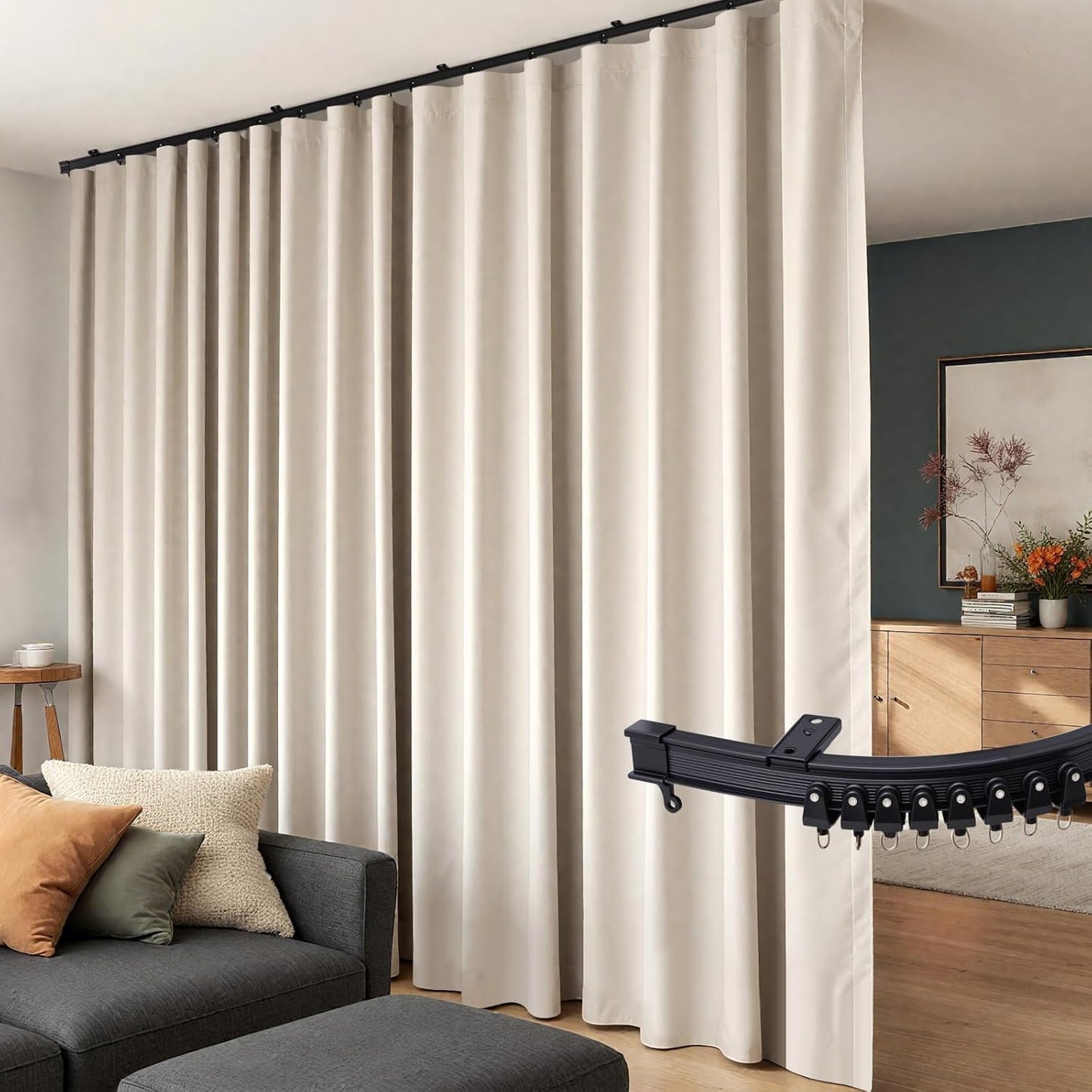 Ceiling Track Room Divider Curtains for Privacy & Light Control