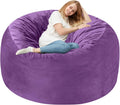 4 ft Bean Bag Chair Purple - Memory Foam Dutch Velvet Comfort