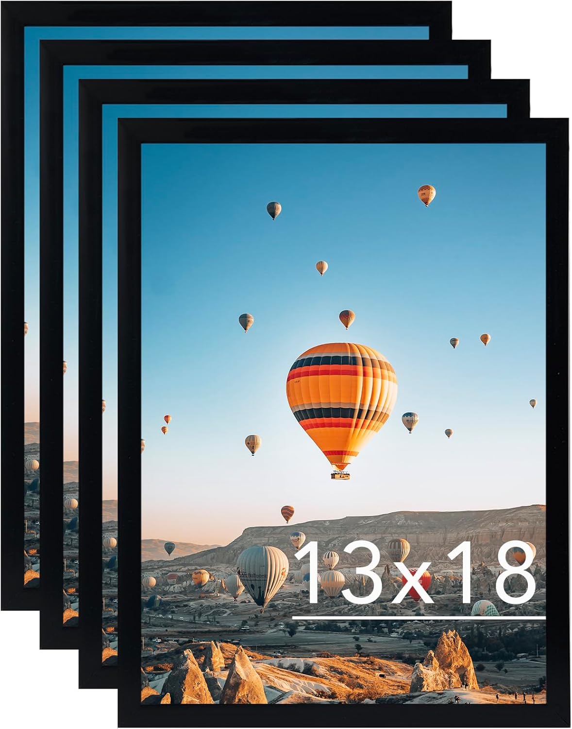 13x18 Picture Frame Set of 4 Black for Stylish Wall Decor