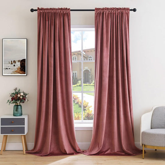 MIULEE Dusty Rose Pink Velvet Curtains for Elegant Living Spaces