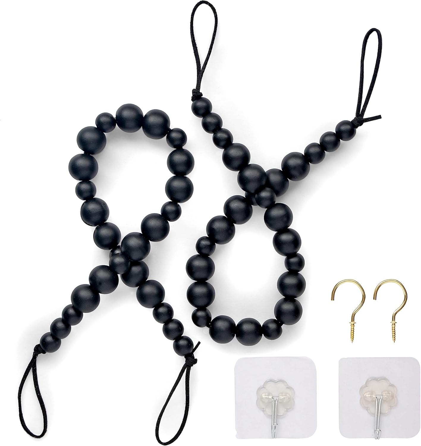 Set of 2 Black Rope Curtain Tiebacks - MAINEVENT