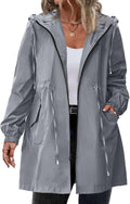 Women's Plus Size Long Raincoat - Lightweight Waterproof Hooded Jacket