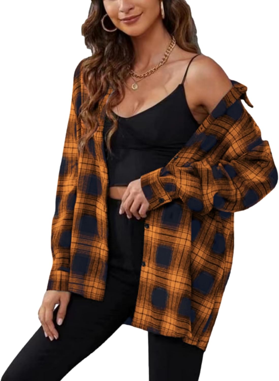 Oversized Flannel Shirt for Women - Stylish Buffalo Plaid Top