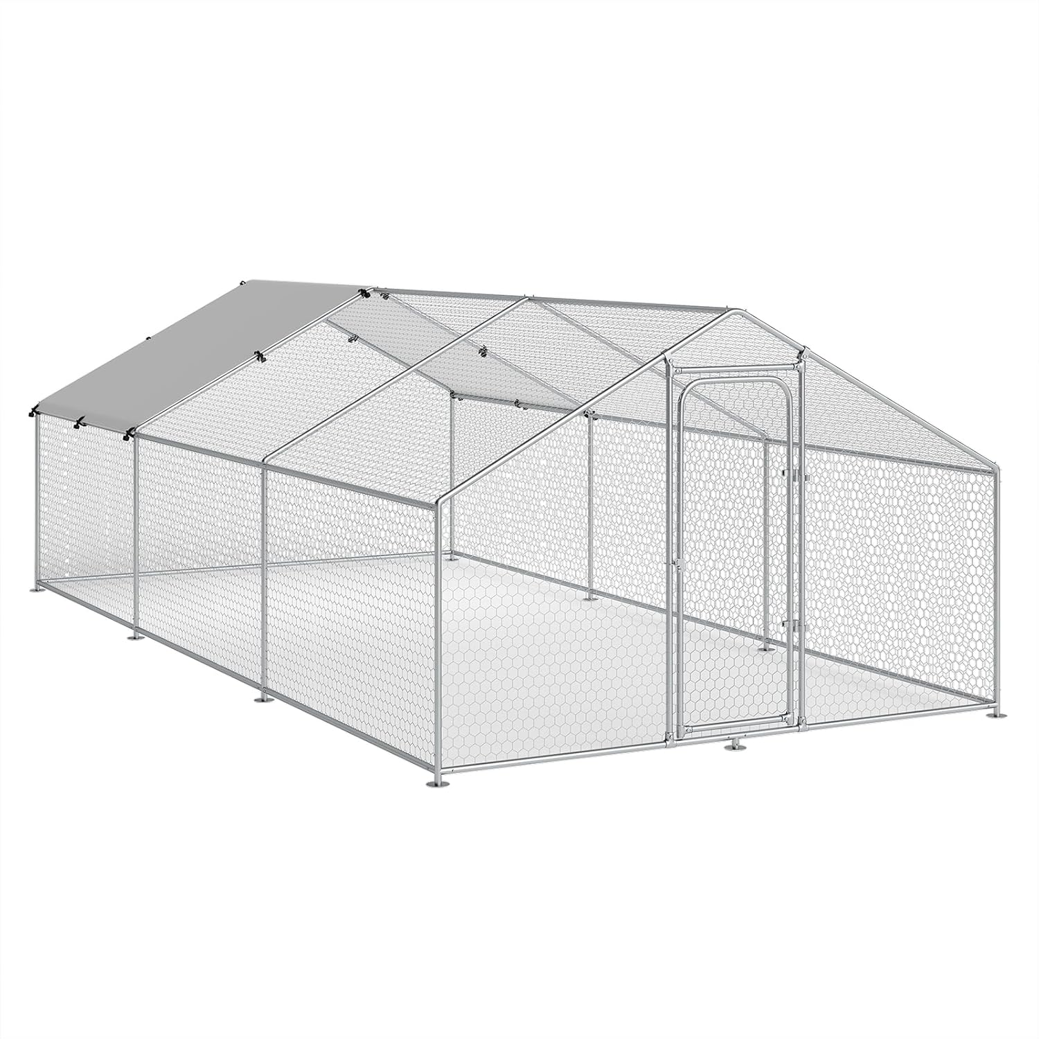 Large Metal Chicken Coop Walk-in Poultry Cage for Outdoor Use