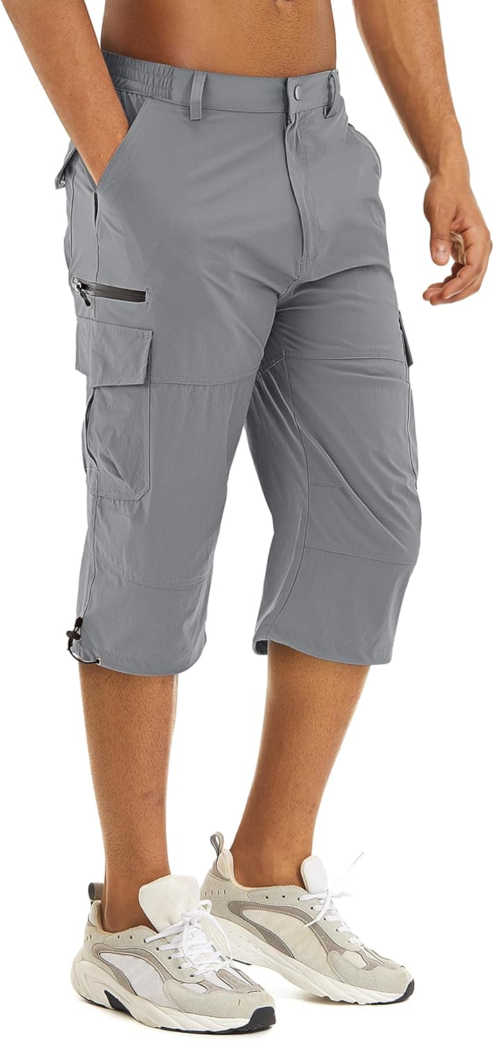 TACVASEN Men's Capri Pants Quick Dry Cargo Hiking Shorts