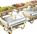 Chafing Dishes for Buffet 6 Pack 9QT - Elegant Gold and Silver Set