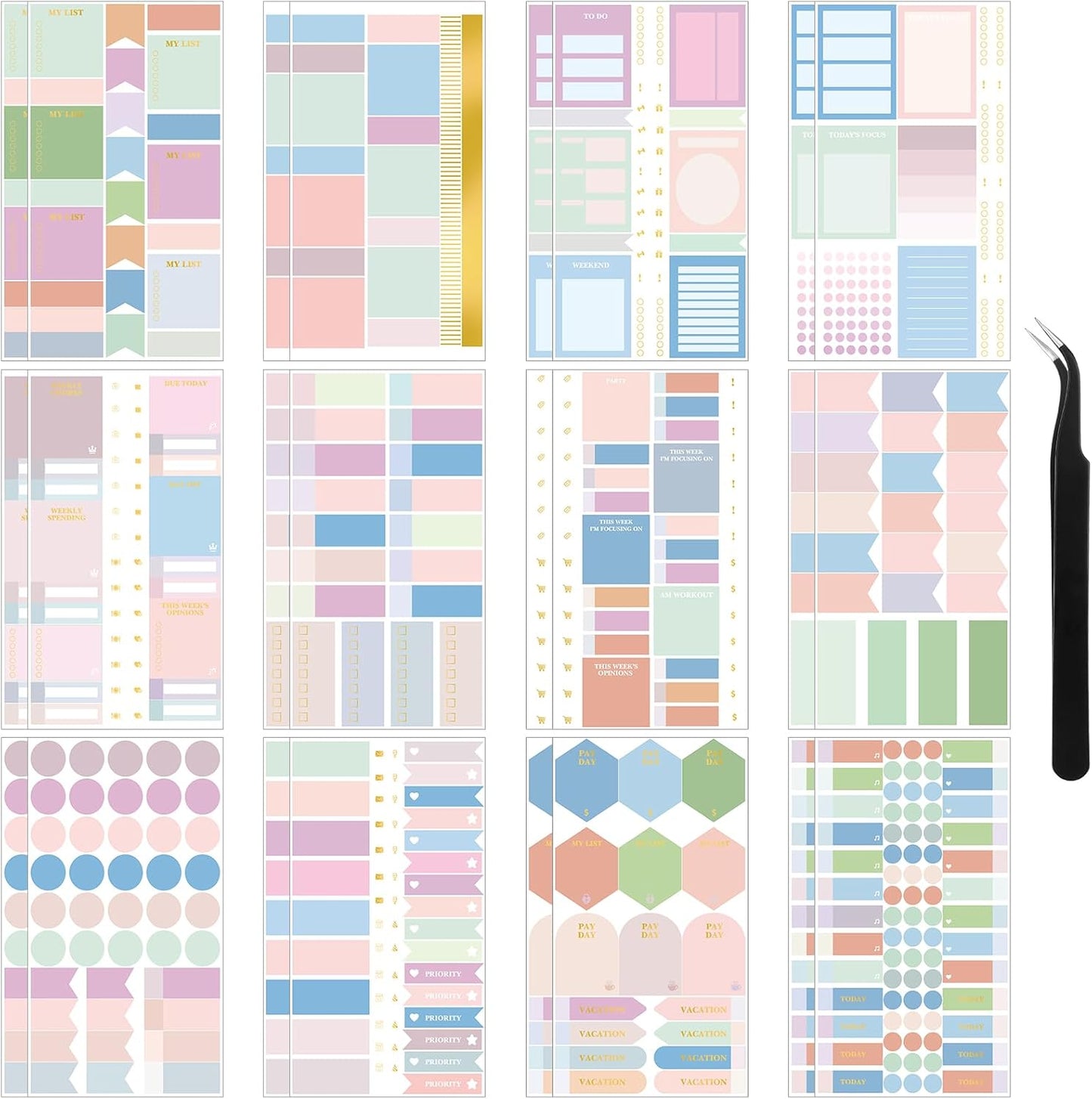 24 Sheets Pastel Planner Stickers: Functional & Elegant!