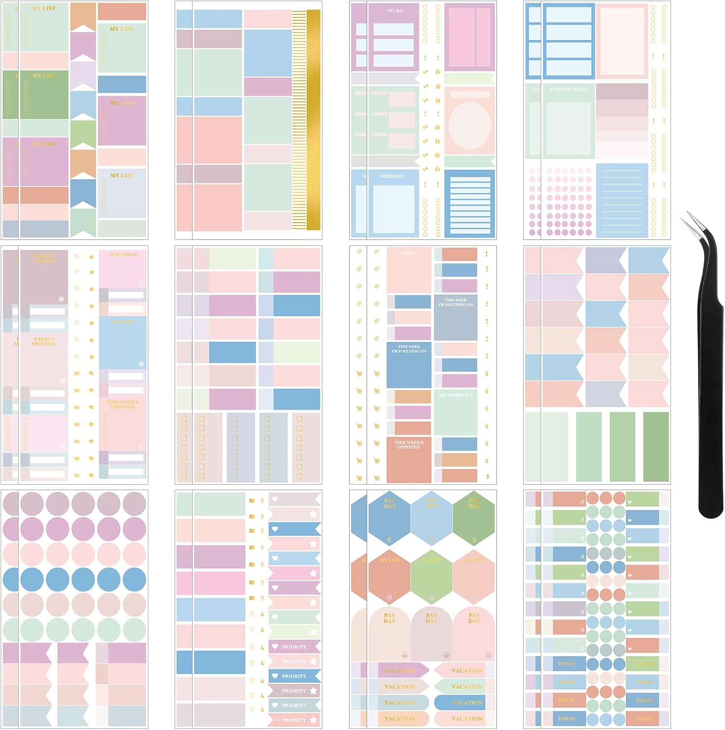 24 Sheets Pastel Planner Stickers: Functional & Elegant!