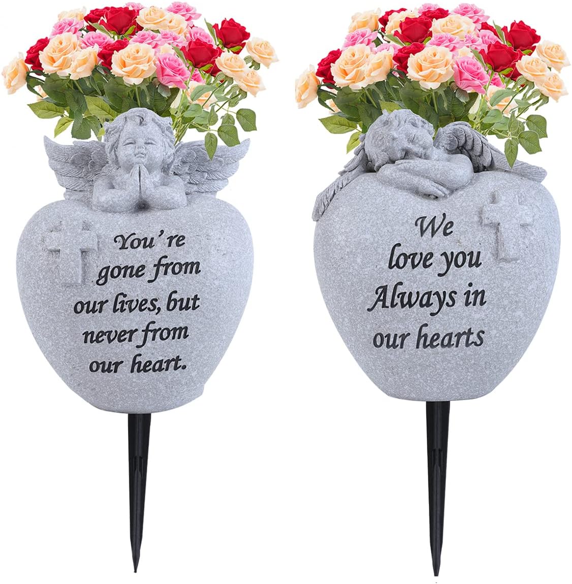 Angel and Cross Cemetery Grave Memorial Vases for Loved Ones