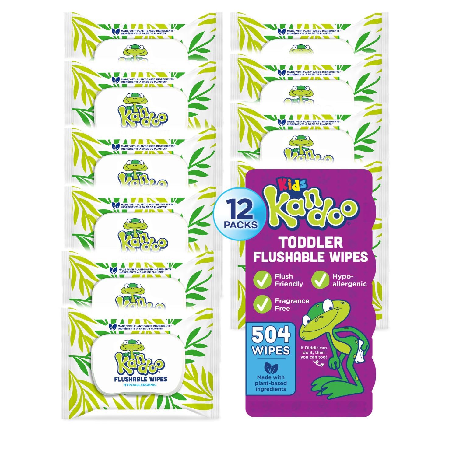 Kandoo Flushable Baby Wipes, Sensitive & Hypoallergenic, 42 Ct x 12 Pack