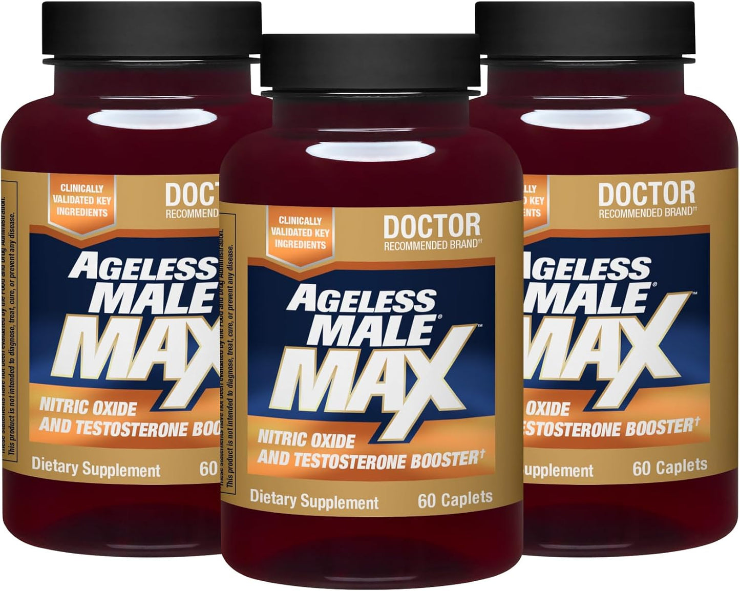 Ageless Male Max Total Testosterone Booster for Men - 3-Pack
