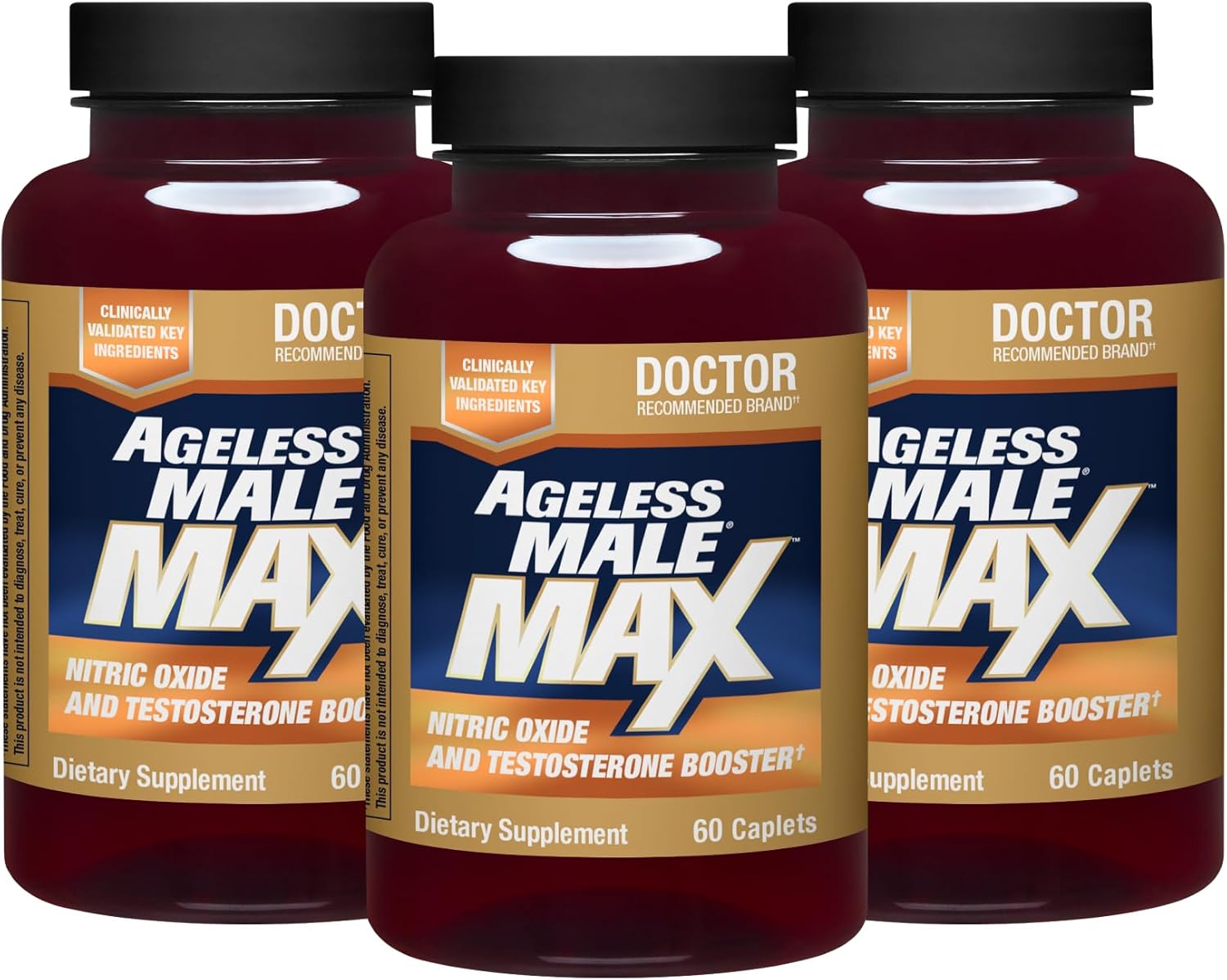 Ageless Male Max Total Testosterone Booster for Men - 3-Pack