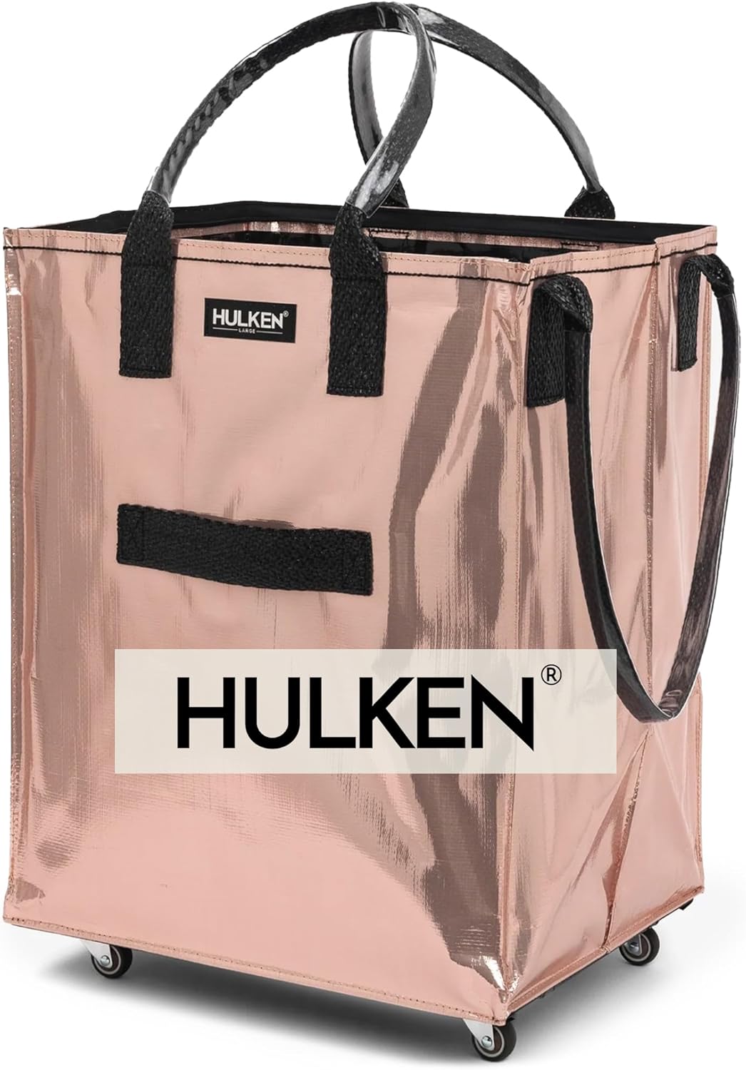 Large Rose Gold Reusable Grocery Bag On Wheels for Easy Transport