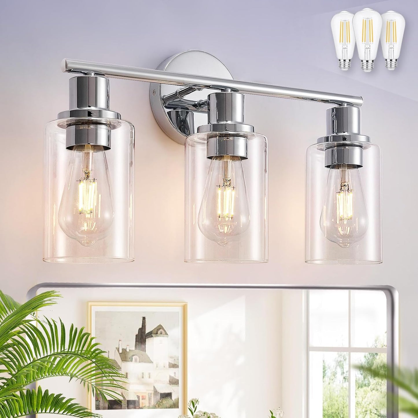 DLLT 3-Light Bathroom Light Fixtures for Elegant Home Decor