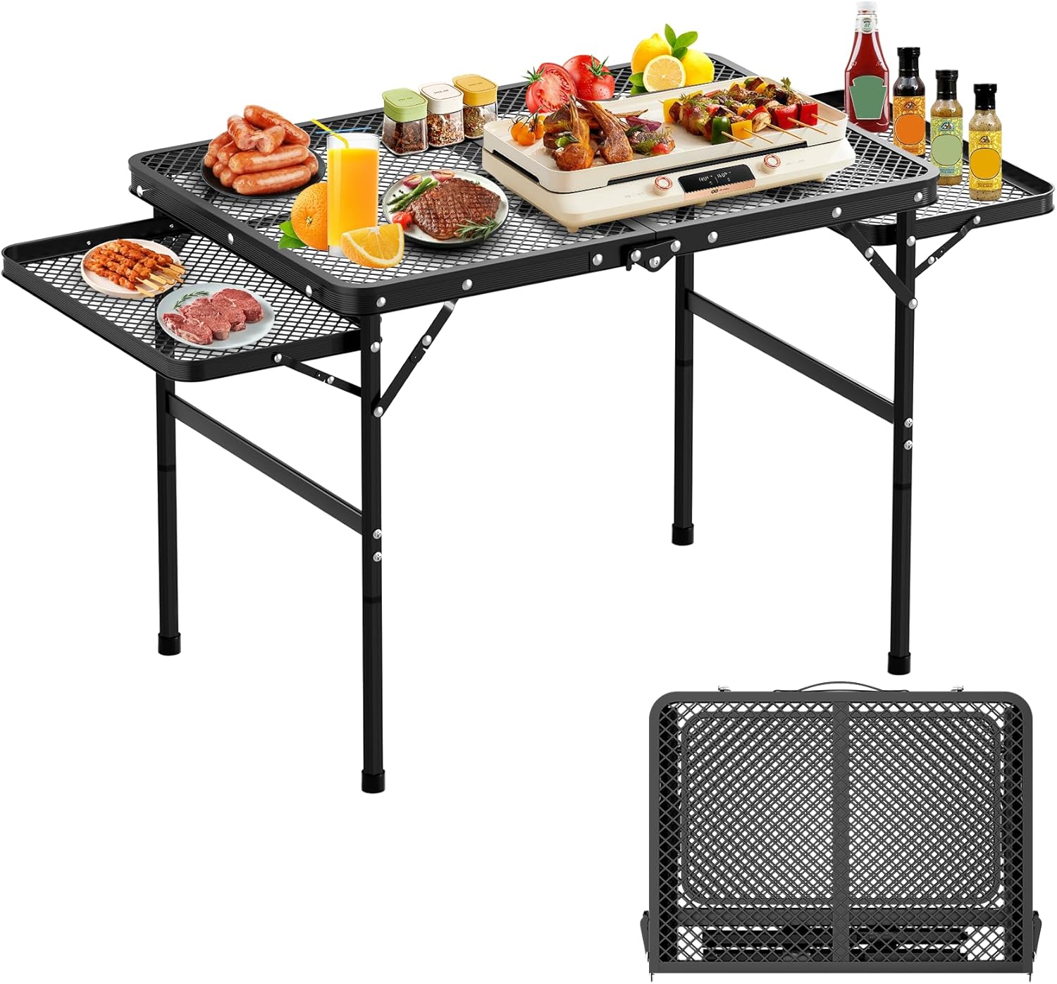 Folding Camping Table with Adjustable Height for Outdoor Use