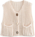 KEOMUD Sleeveless Cropped Knit Cardigan Vest - Casual Lightweight