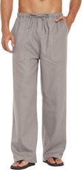 COOFANDY Mens Casual Linen Pants Elastic Waist Drawstring