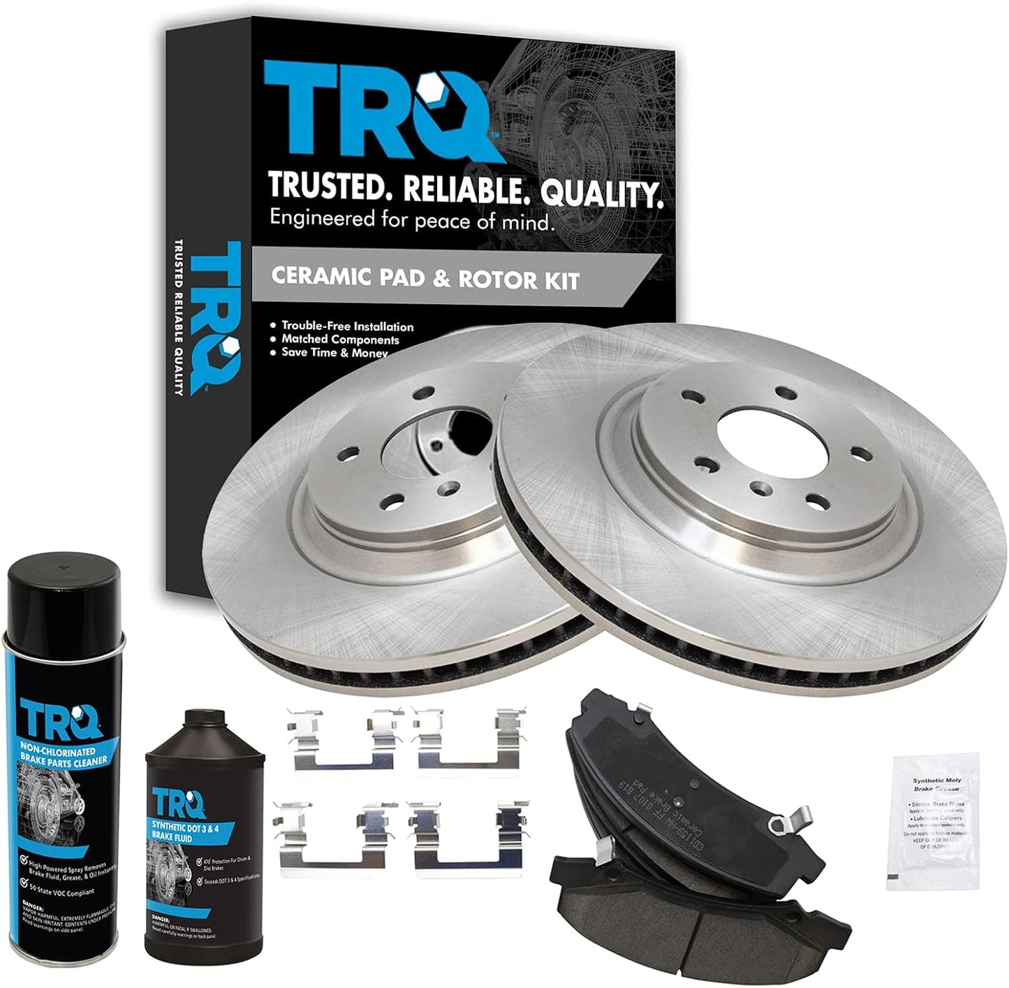 TRQ Front Brake Pad & Rotor Kit for Buick, Cadillac, Chevrolet