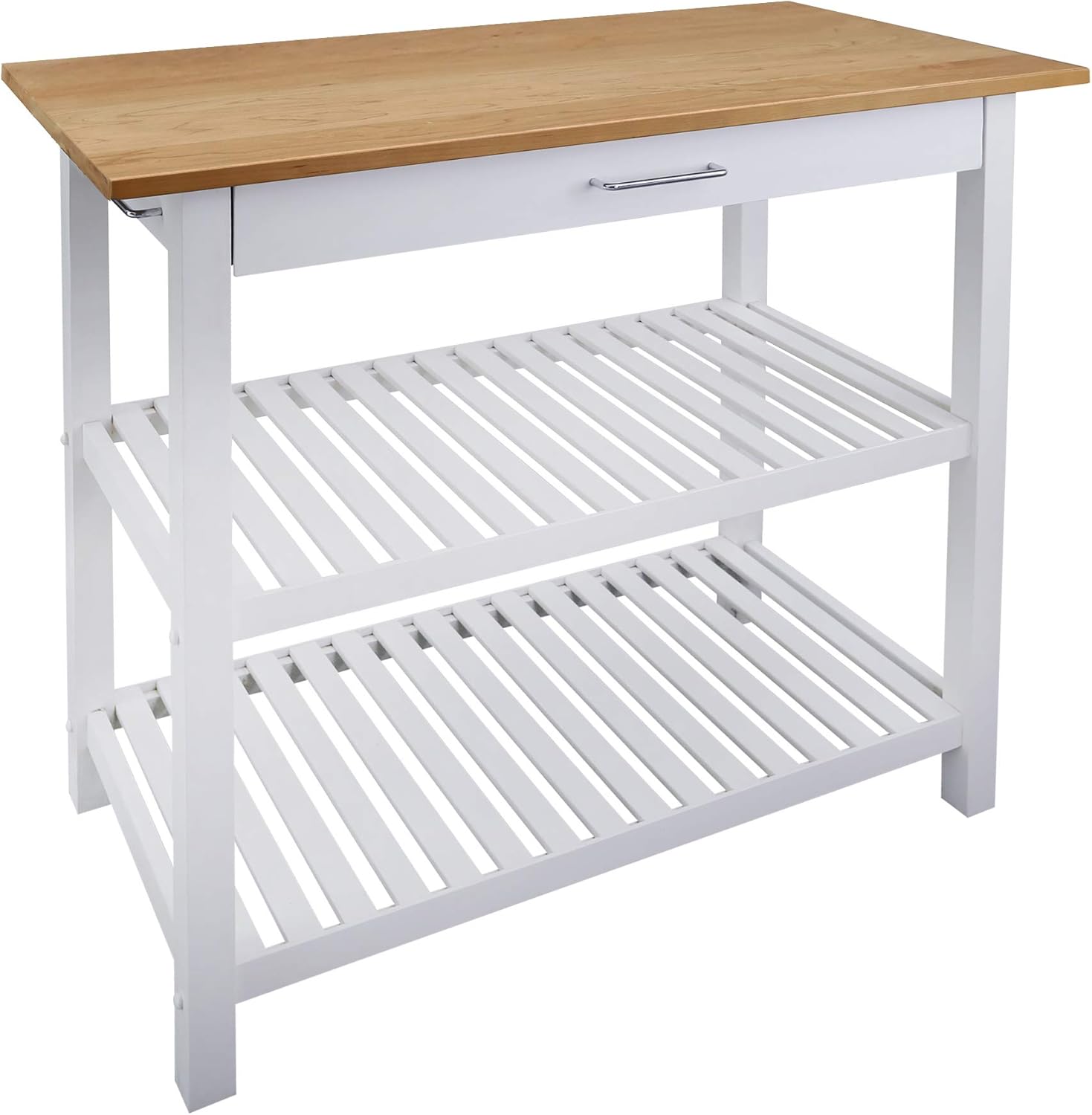 Casual HOME Kitchen Island with Solid Wood Top for Your Home