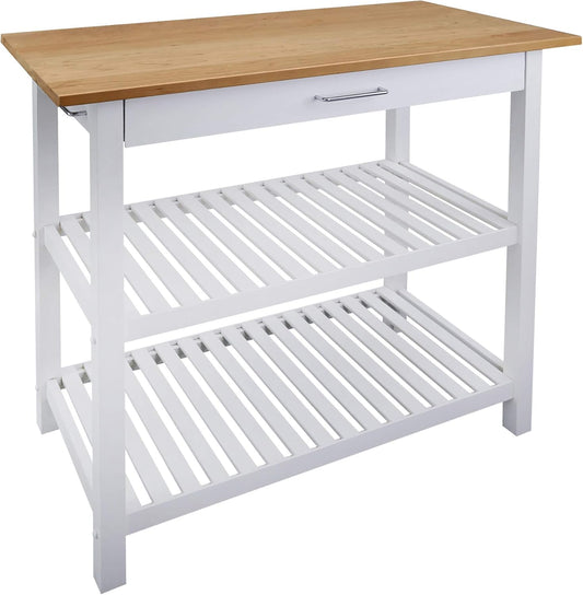 Casual HOME Kitchen Island with Solid Wood Top for Your Home
