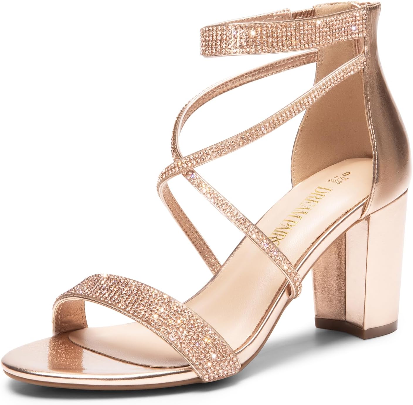 DREAM PAIRS Women's Chunk Low Heel Pump Sandals for Glamour