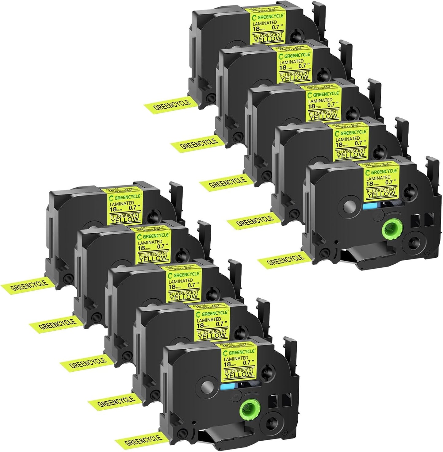 GREENCYCLE Compatible TZe-C41 Black on Fluorescent Yellow Tape