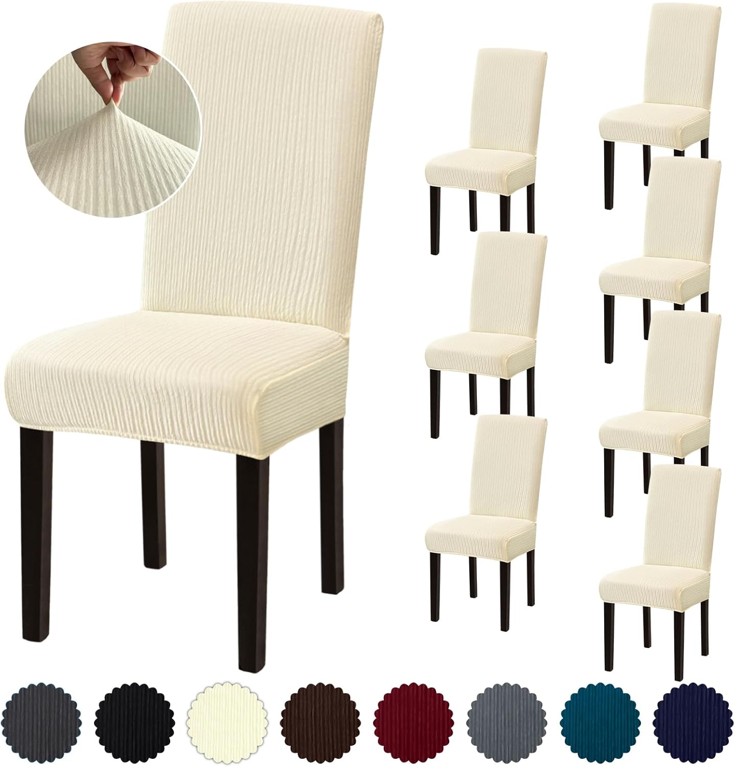 Stretch Dining Room Chair Covers Set of 8 for Easy Care