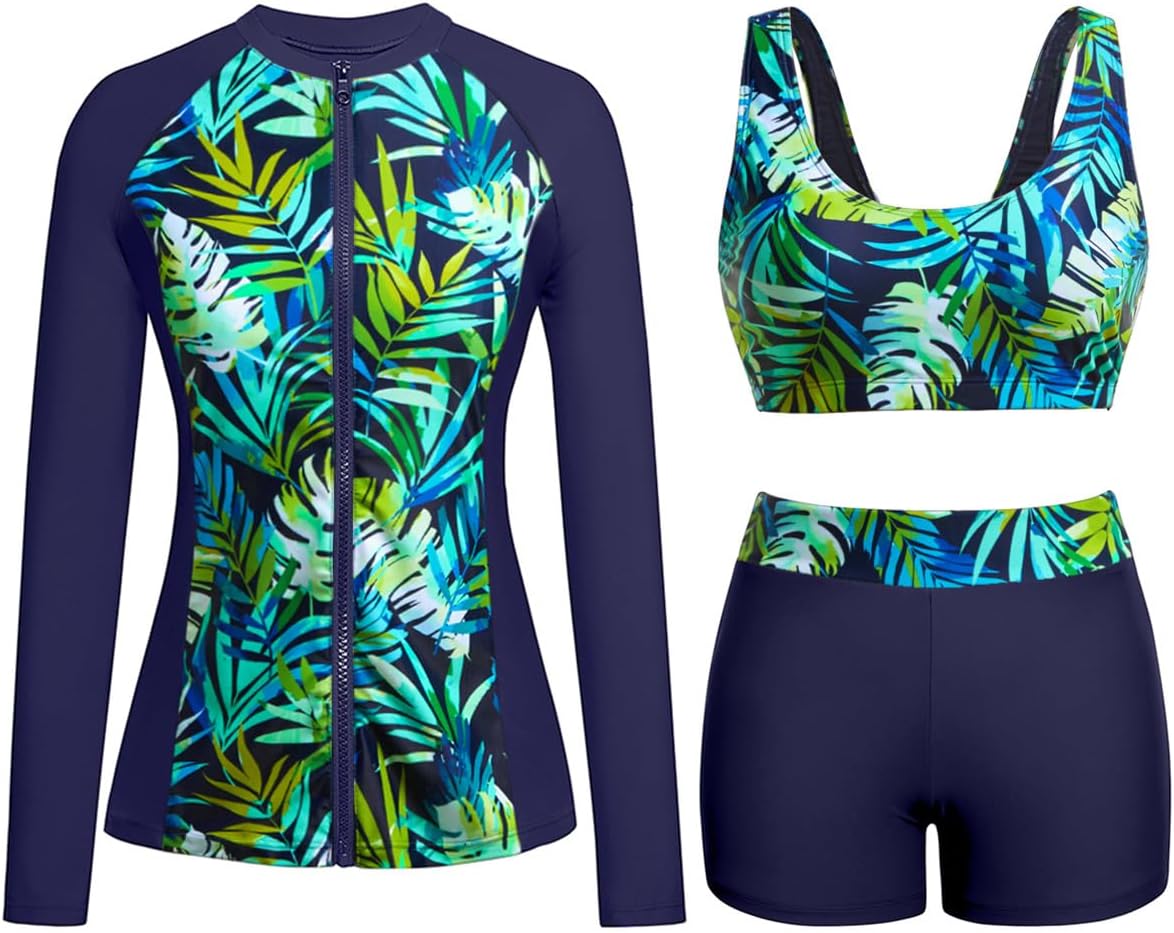 Holipick Long Sleeve Swimsuits for Women - 3 Piece Set for Sun