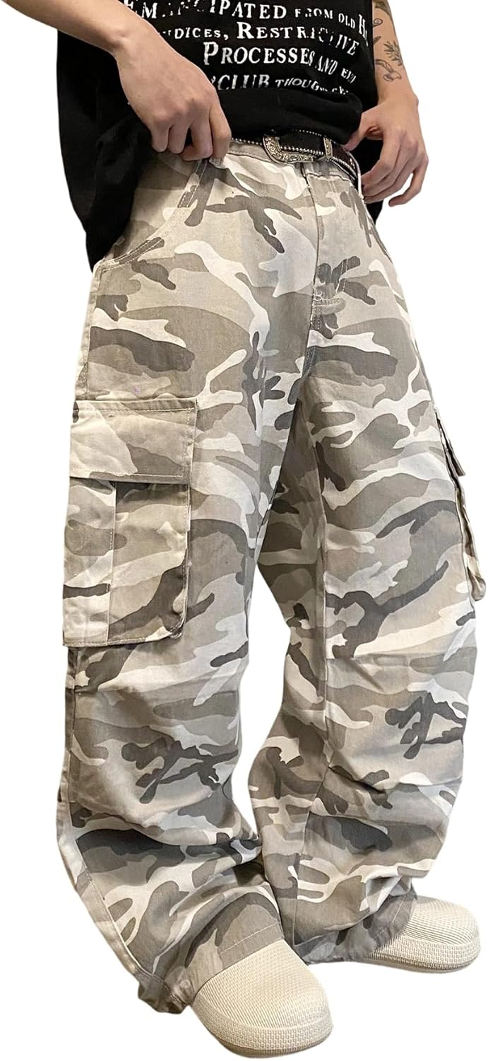Mens Denim Baggy Pants with Cargo Pockets for Streetwear