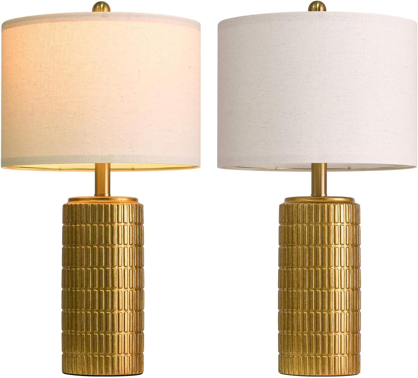 PoKat 23 in Brass Gold Ceramic Table Lamps for Living Room Decor