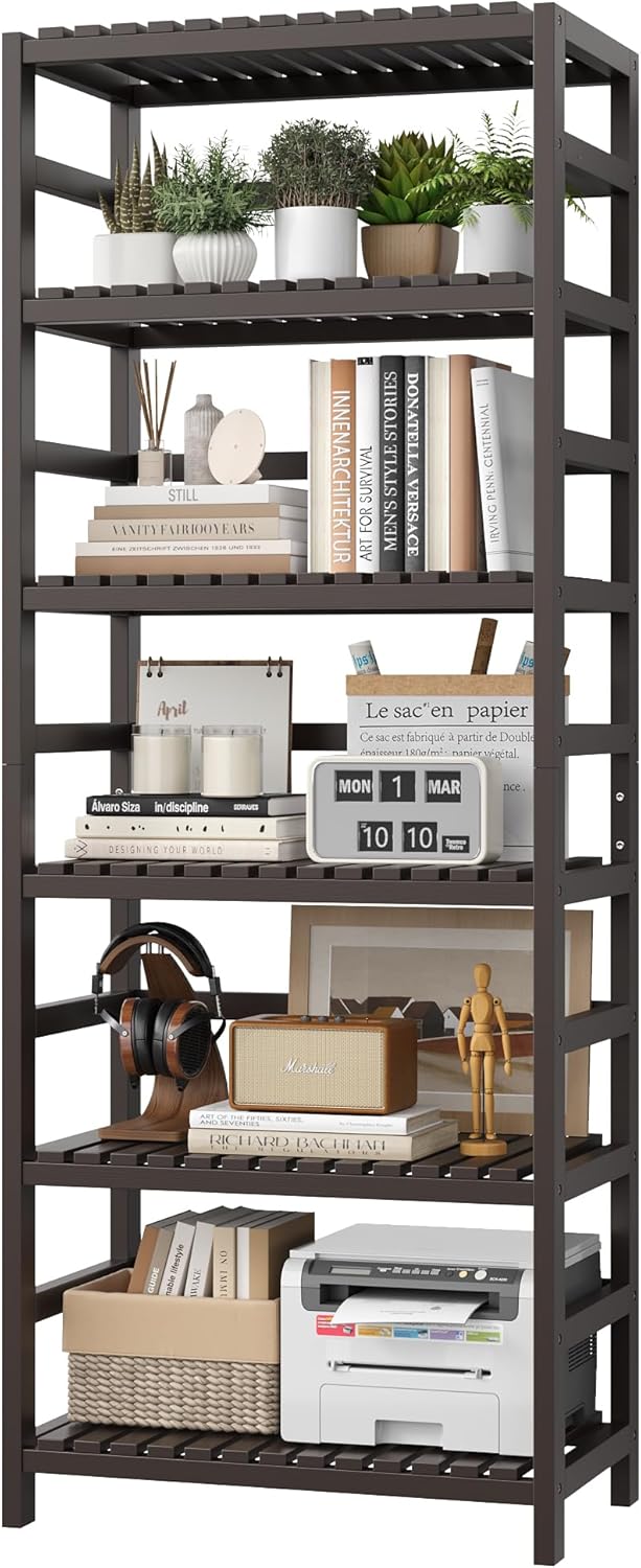 FOTOSOK 6-Tier Bamboo Shelf for Kitchen, Bathroom, Home Office