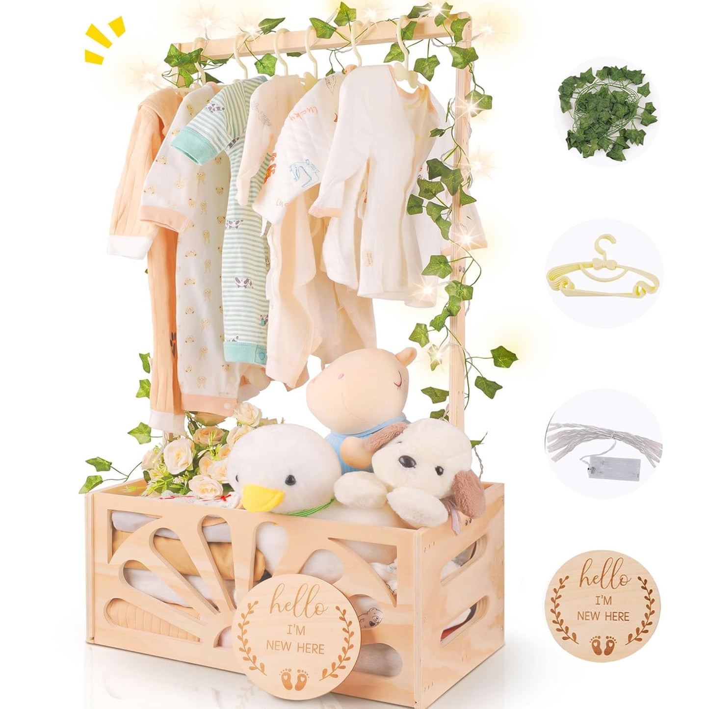 Wooden Baby Shower Crate Closet for Newborn Gifts and Storage