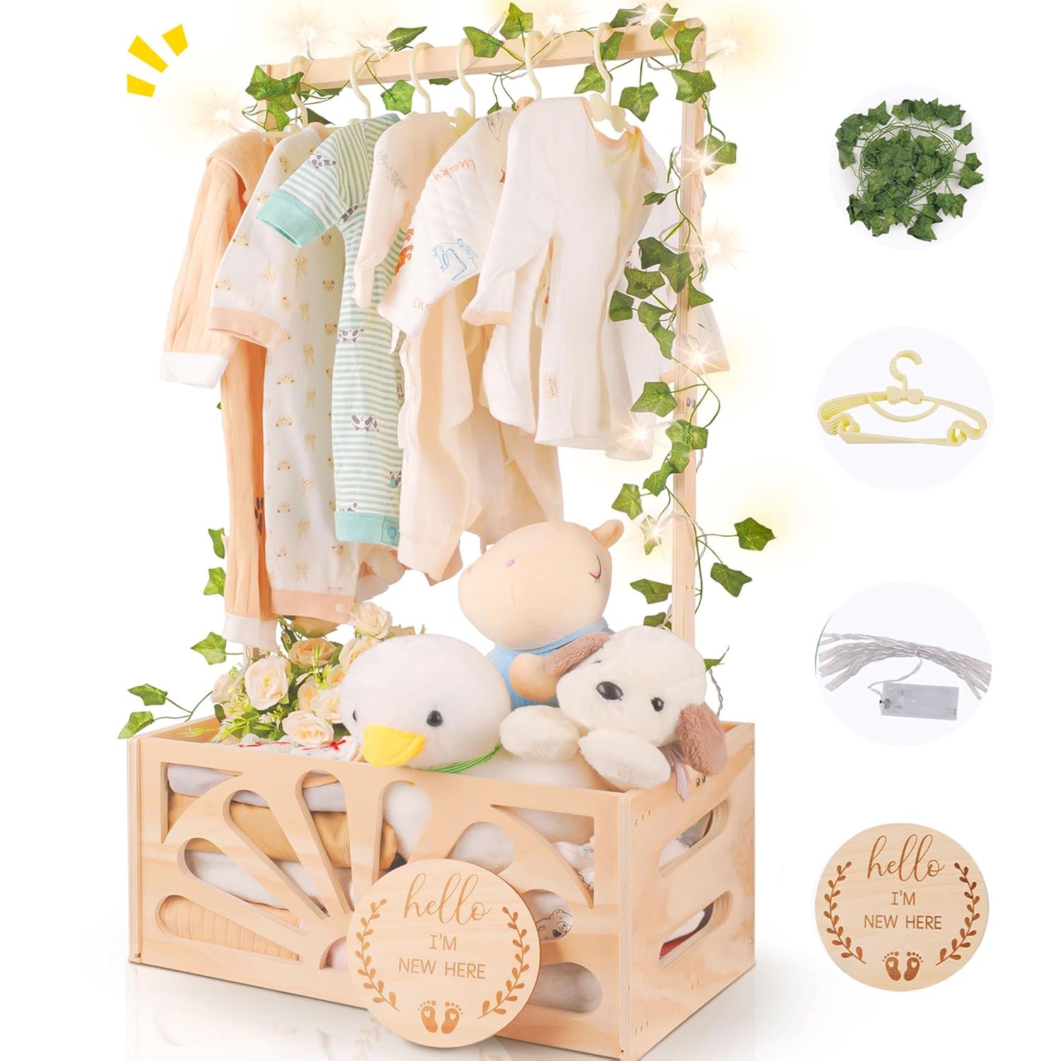 Wooden Baby Shower Crate Closet for Newborn Gifts and Storage