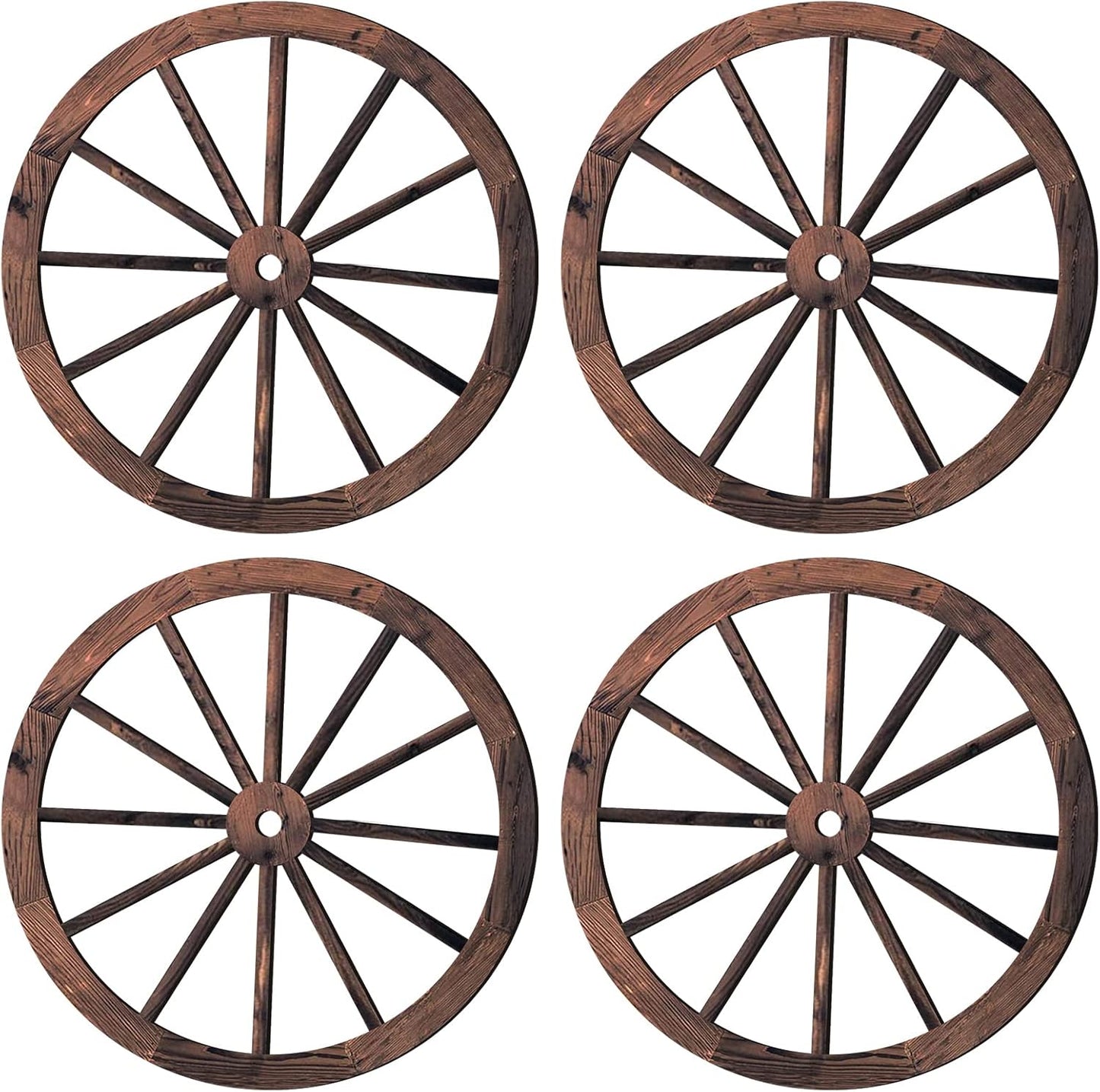 Decorative Wooden Wagon Wheel Set for Rustic Home Decor
