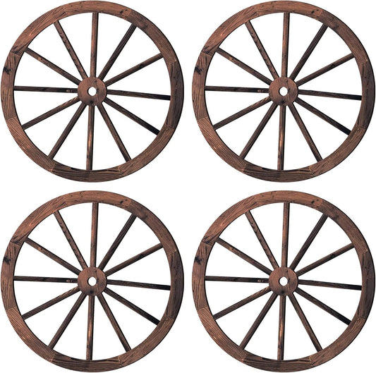 Decorative Wooden Wagon Wheel Set for Rustic Home Decor