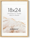18x24 Poster Frame Natural Beech Wood - Matted to 16x20