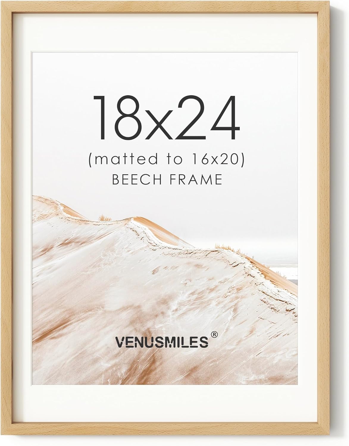 18x24 Beech Wood Poster Frame with HD Tempered Glass Design