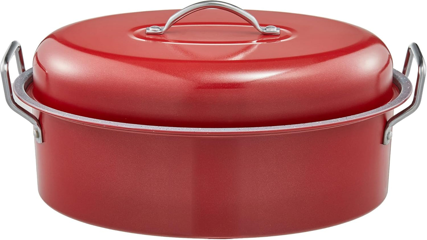 BRONYPRO Large Turkey Roasting Pan with Lid & Rack for 20 lb