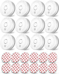 Ecoey Smoke Alarm Fire Detector 12-Pack - Compact Photoelectric Safety