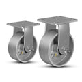 5in x 2in Industrial Casters Heavy Duty Cast Iron Wheels - High