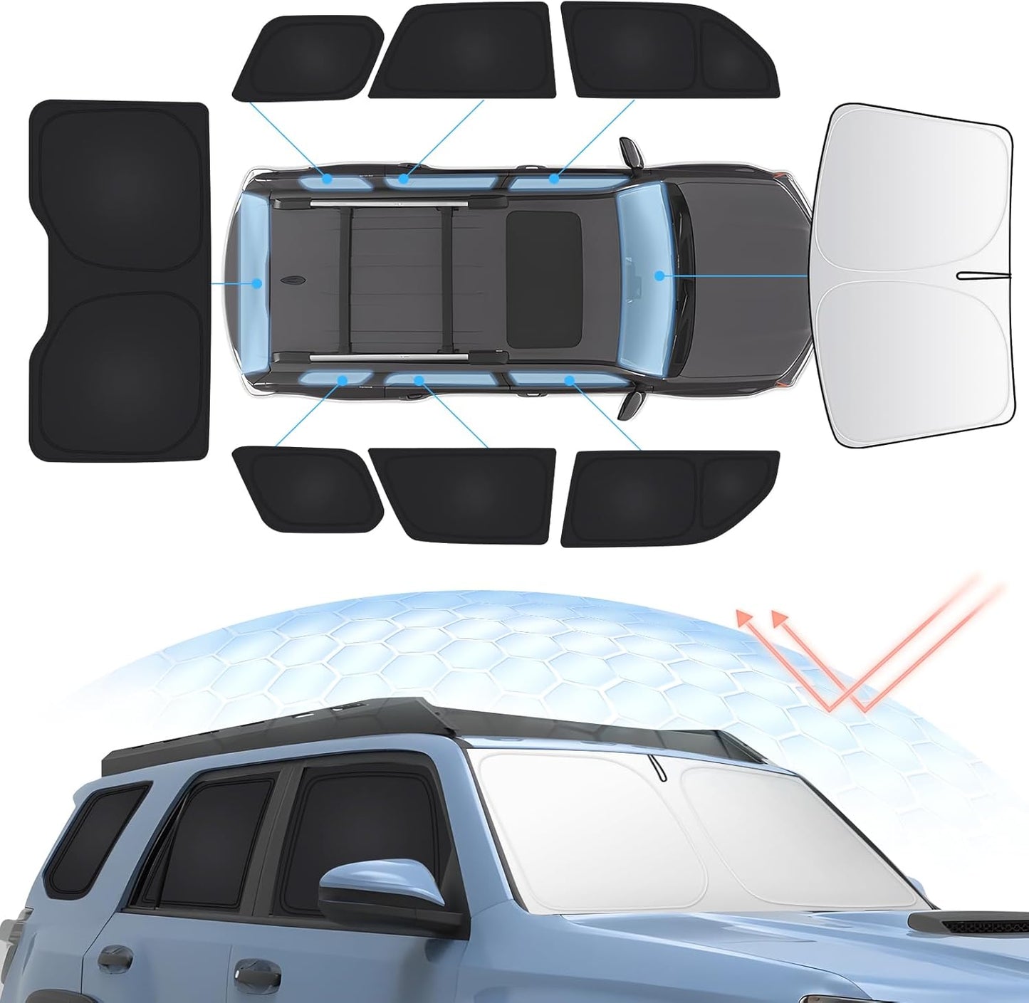 8PCS Window Shades for 2010-2024 Toyota 4Runner - Full Privacy