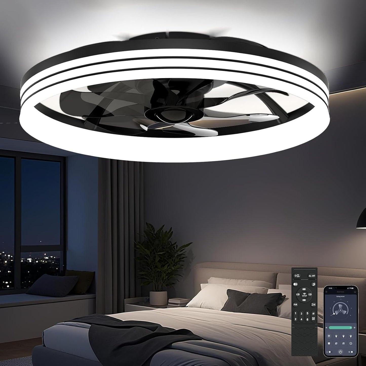 AIKVSXER 20 Inch Ceiling Fan with Light and Remote Control