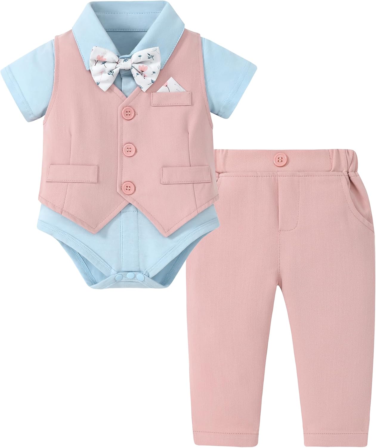 DISAUR Baby Boy Clothes 4PCS Gentleman Dress Suit Set for Kids