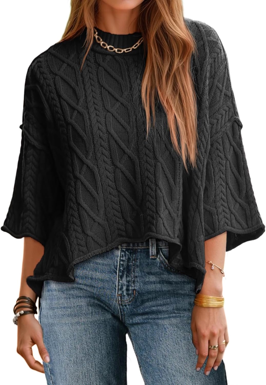Cropped Cable Knit Sweater for Women - Chic Fall Fashion Top