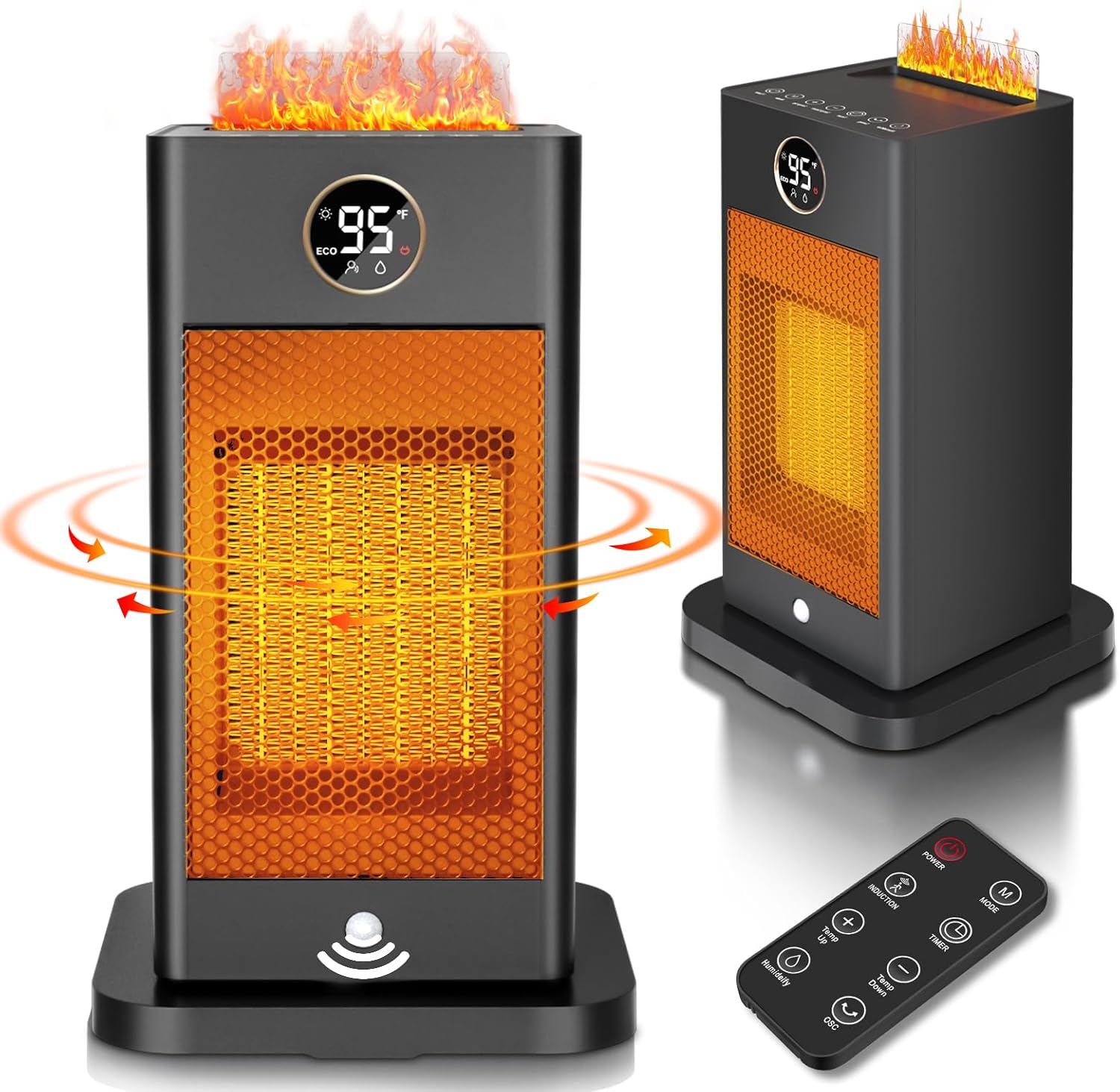 Fast Heating Portable Space Heater with 3D Flame Effect