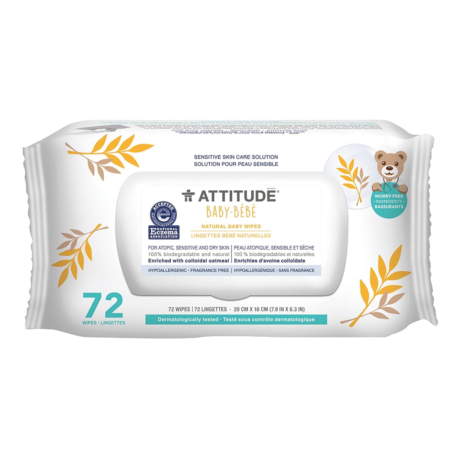 ATTITUDE Baby Wipes with Oatmeal - Gentle Skincare