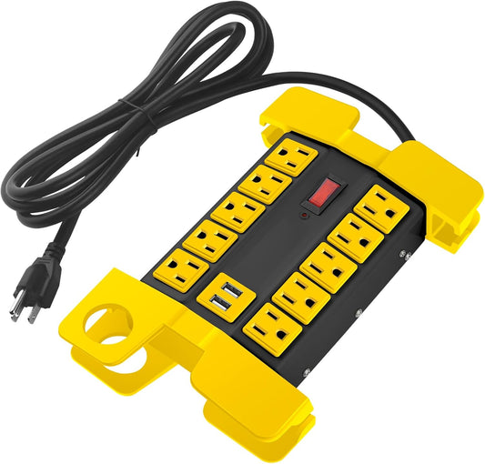 CCCEI Heavy Duty Power Strip with USB Ports for Garage Use